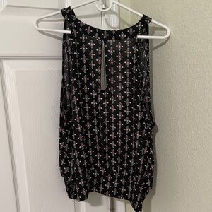 Express Black Floral Sleeveless Blouse